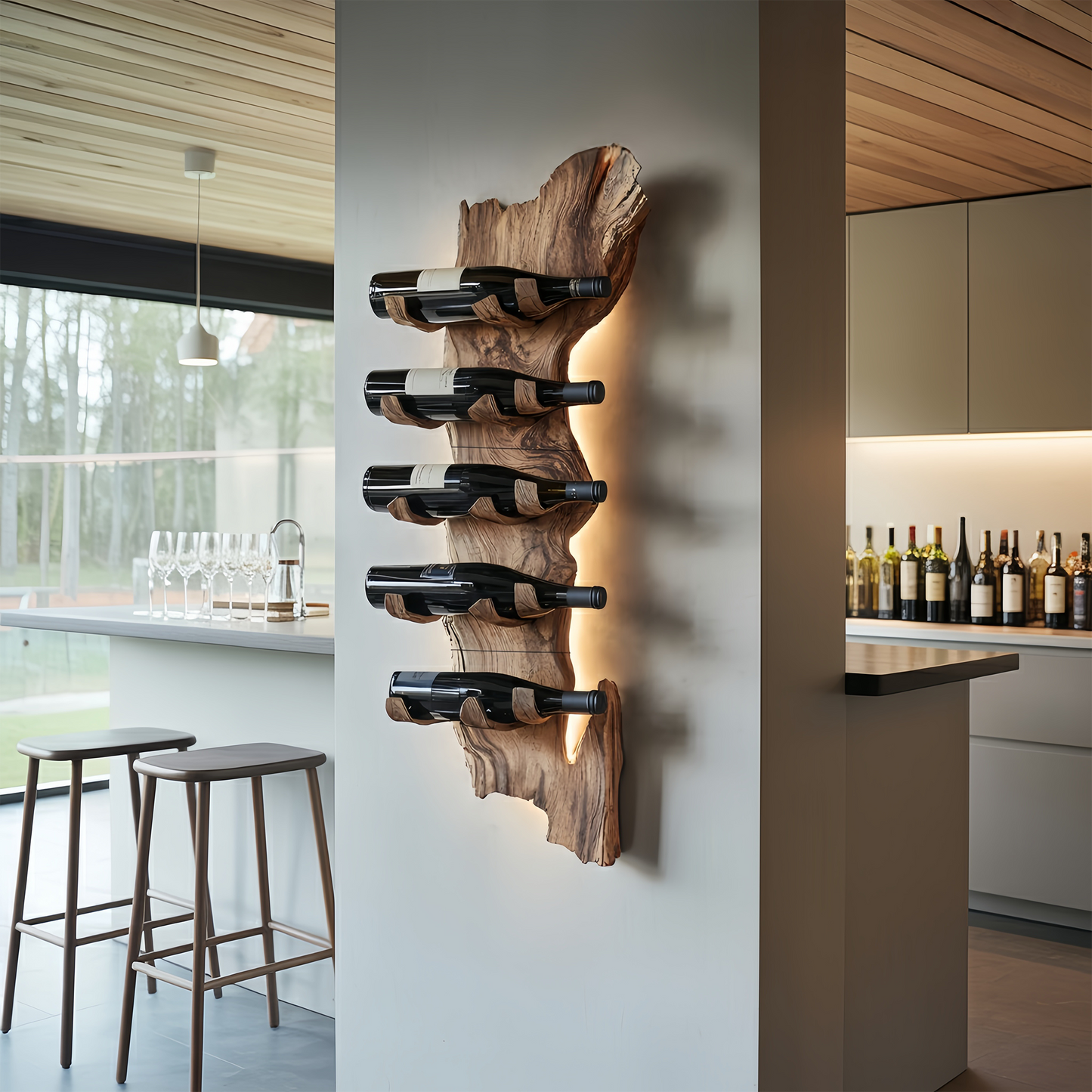 Farmhouse Solid Wood Wine Rack For Rustic Entryway Design