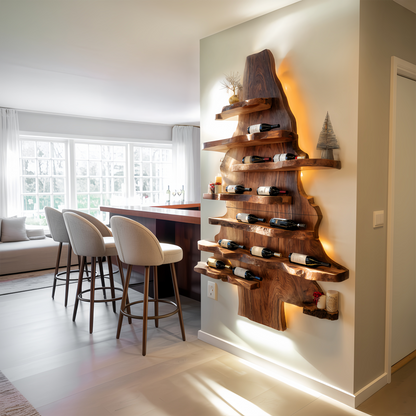 Farmhouse Live Edge Wine Holder For Living Room Wine Display