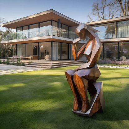 Farmhouse Wooden Sculpture For Garden Rustic Wall Decor