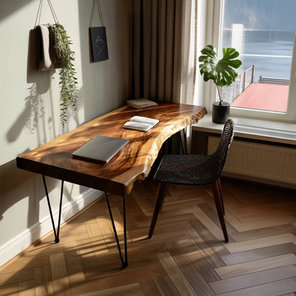 Handcrafted Live Edge Desk For Living Room Style