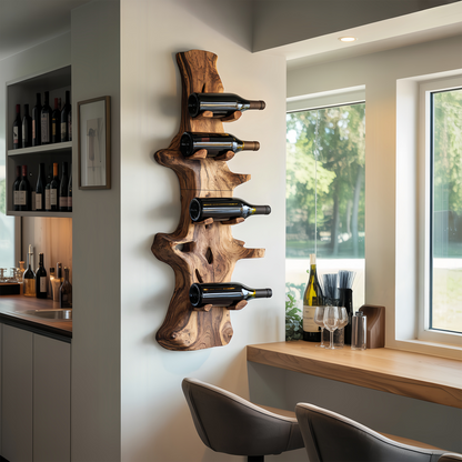 Handcrafted Live Edge Wine Holder For Modern Furniture Decor