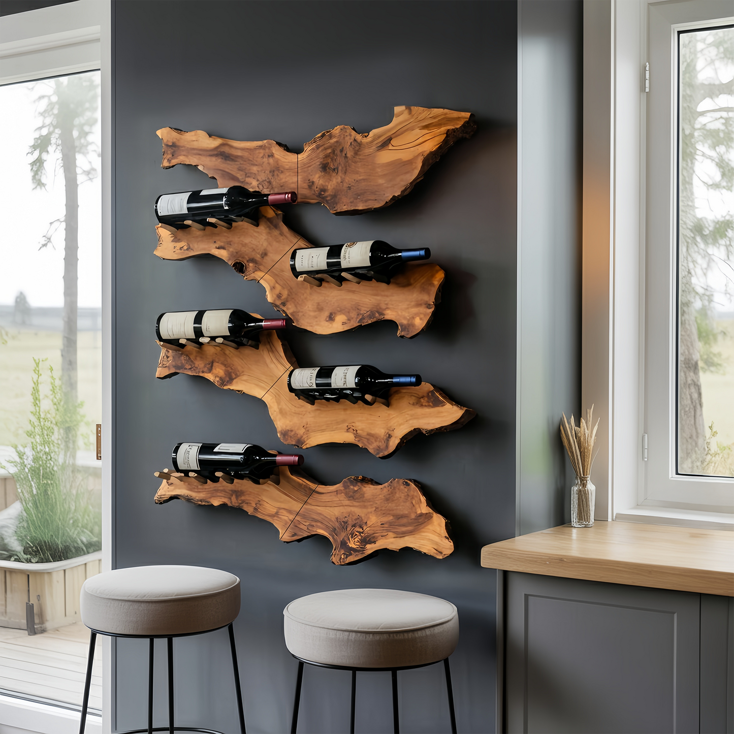 Farmhouse Wooden Wine Holder For Entryway Wine Storage Decor