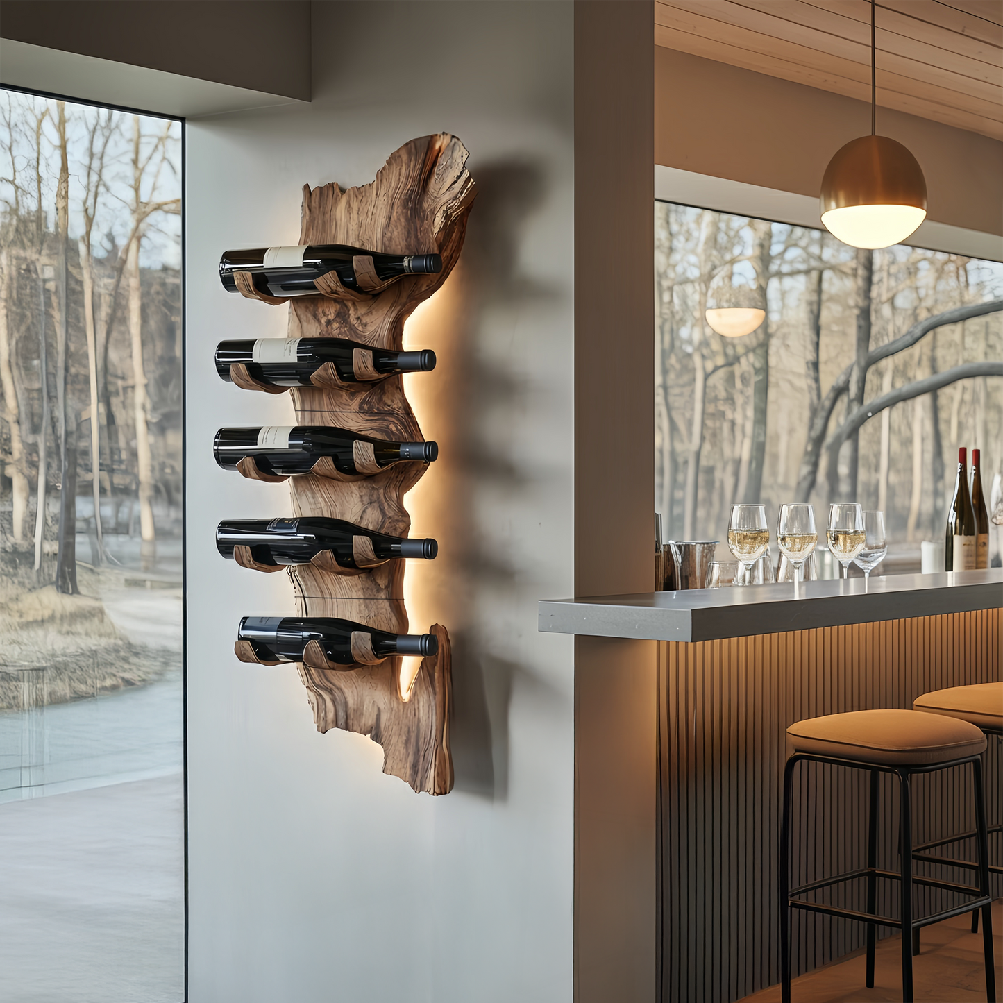 Farmhouse Solid Wood Wine Rack For Rustic Entryway Design