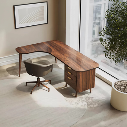 Curved Office Desk With Storage Drawers For Home Office