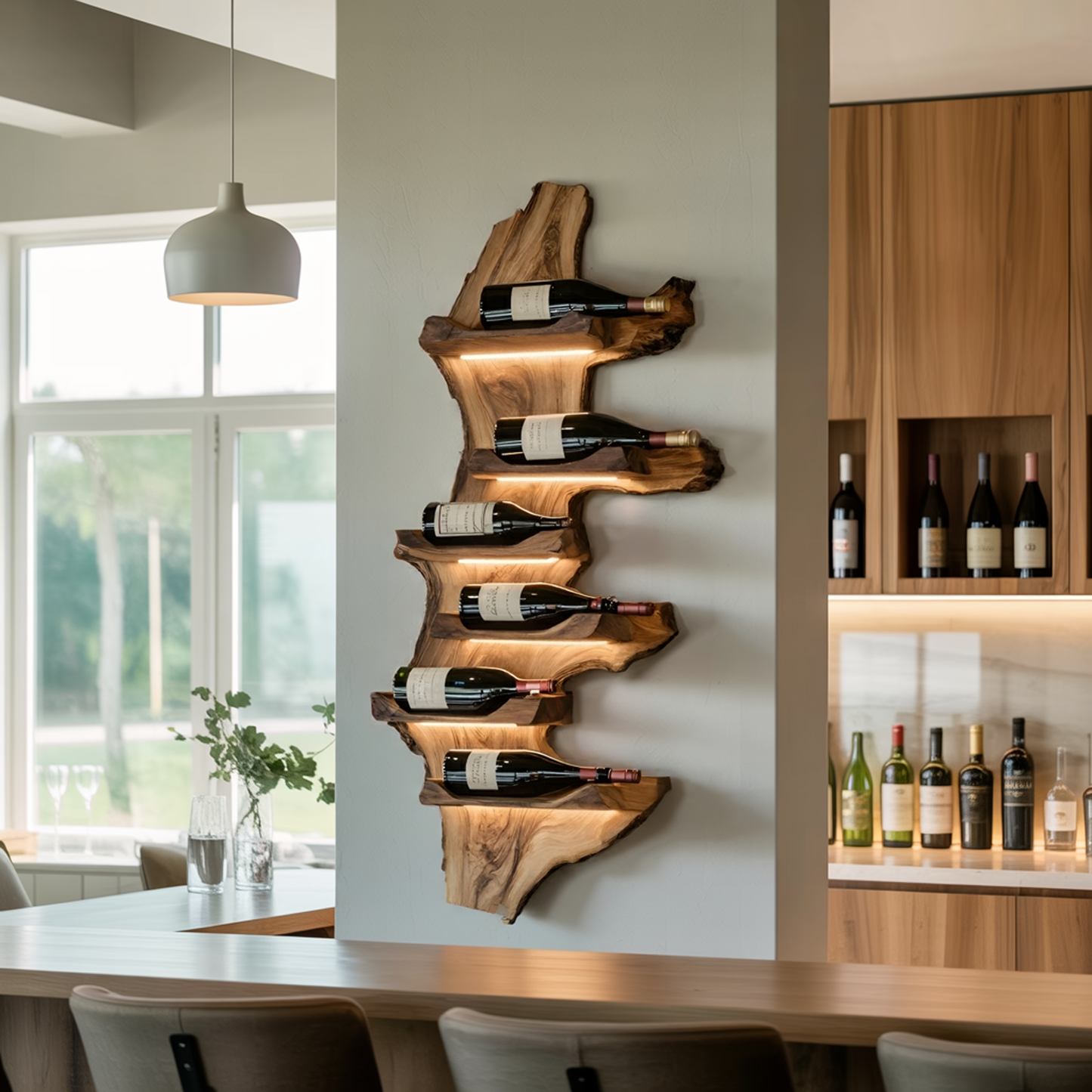 Farmhouse Live Edge Wine Holder For Entryway Furniture Decor