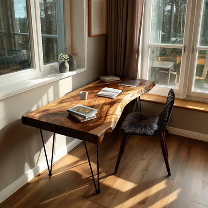 Handcrafted Live Edge Desk For Living Room Style