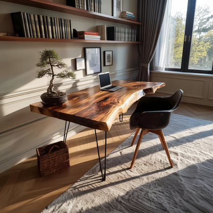 Farmhouse Handmade Live Edge Desk For Interior