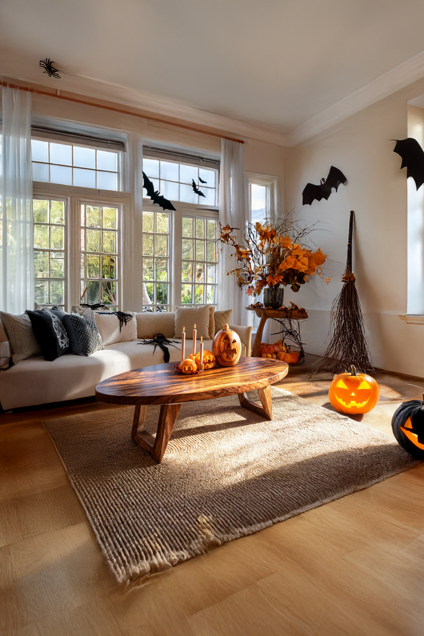 Farmhouse Wooden Live Edge Coffee Table For Furniture Decor Pumpkin SILDTTNHCF030