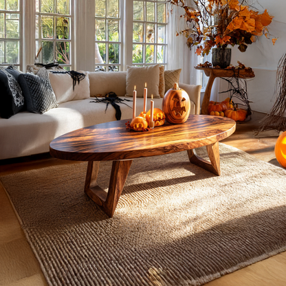 Farmhouse Wooden Live Edge Coffee Table For Furniture Decor Pumpkin SILDTTNHCF030