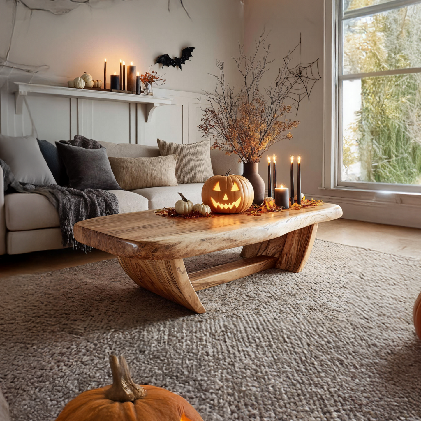 Handcrafted Solid Wood Coffee Table For Living Room Rustic Halloween SILDTTNHCF032