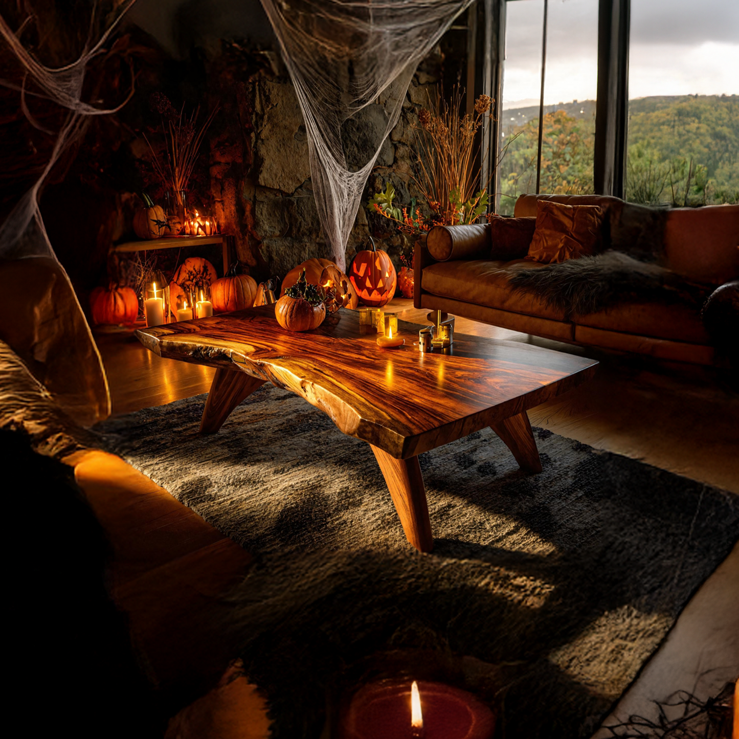 Farmhouse Solid Wood Coffee Table Furniture Decor Rustic Pumpkin Style SILDTTNHCF043