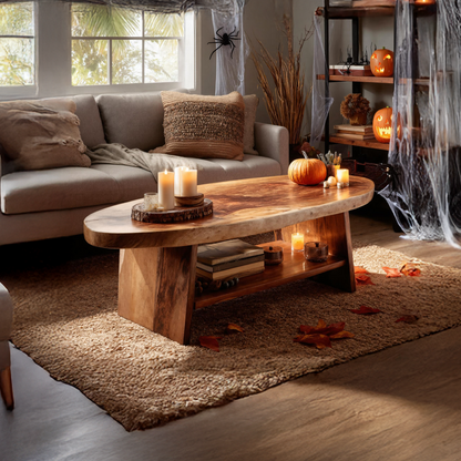 Handcrafted Live Edge Coffee Table Furniture Decor Pumpkin Season SILDTTNHCF038