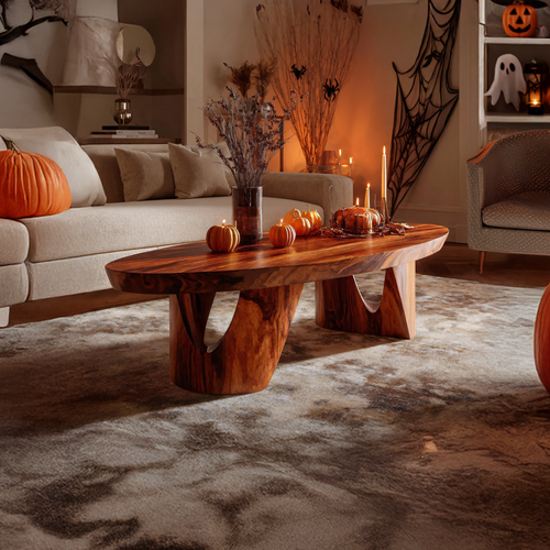 Farmhouse Wooden Live Edge Coffee Table For Living Room Halloween Decor SILDTTNHCF012