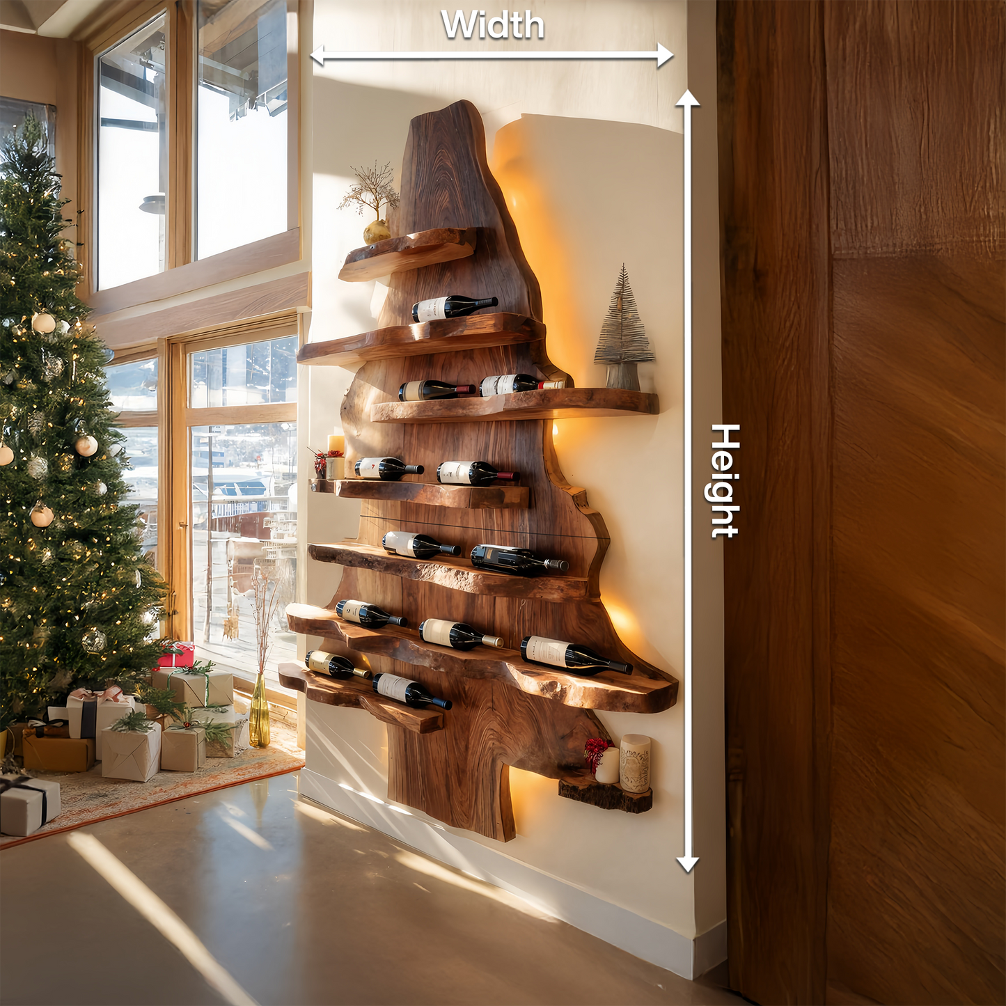 Farmhouse Live Edge Wine Holder For Living Room Wine Display