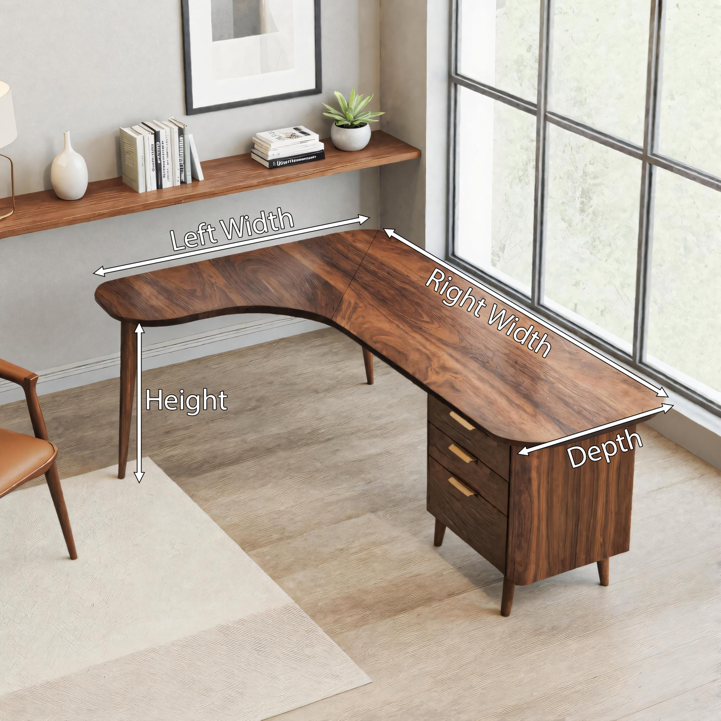 Curved Office Desk With Storage Drawers For Home Office