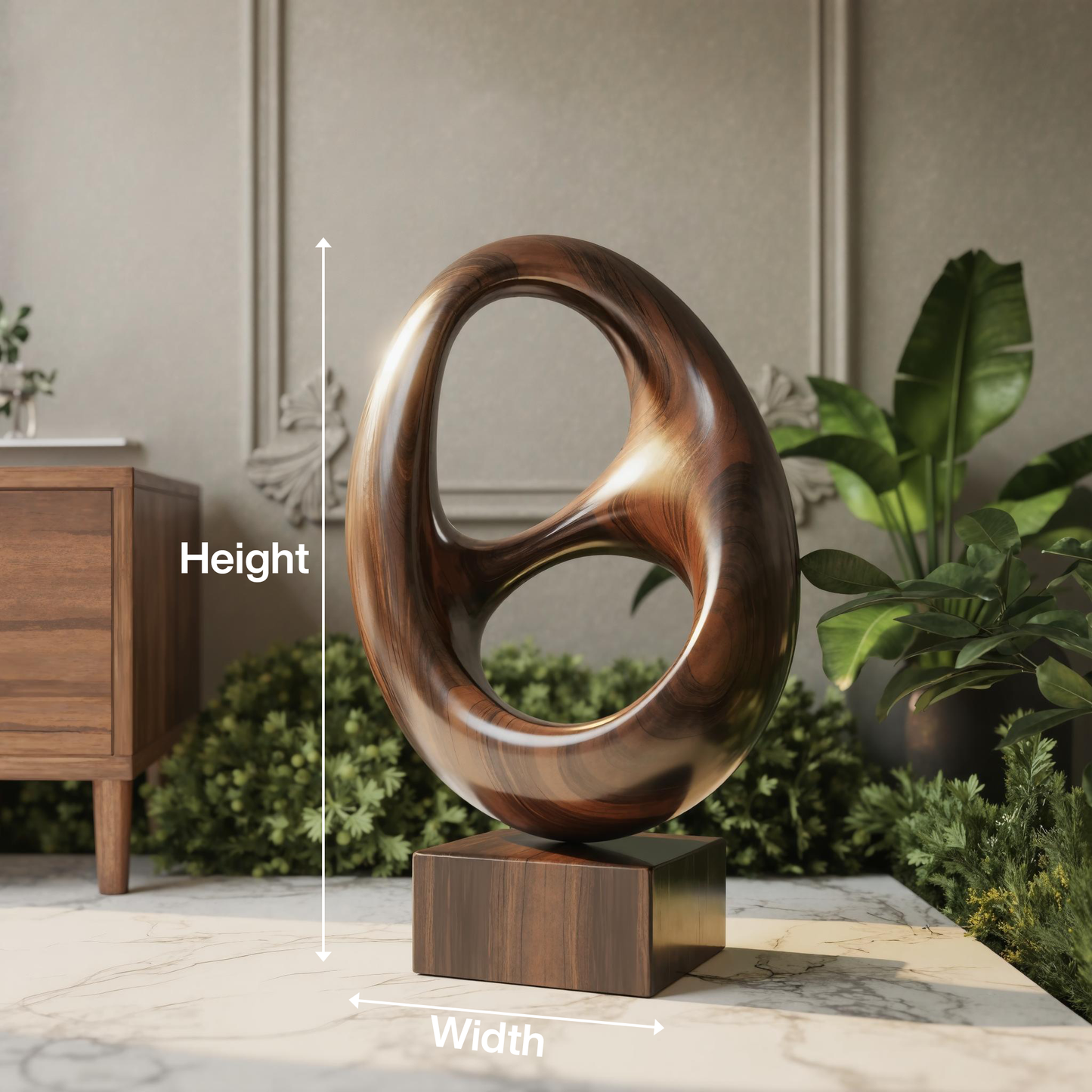 Farmhouse Abstract Wood Garden Sculpture For Yard Decor