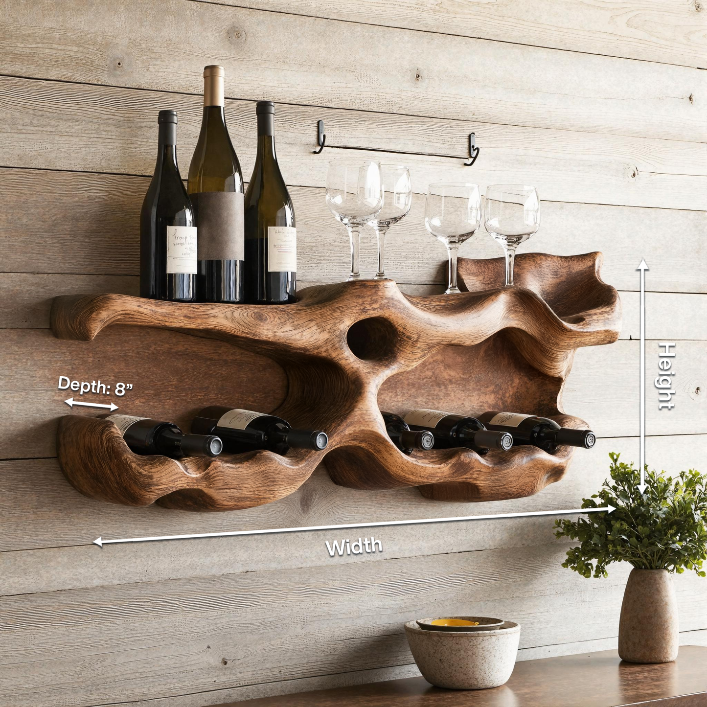 Farmhouse Wine Holder For Living Room Shelf Accent