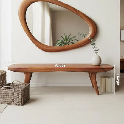 Curved Minimalist Organic Bench For Entryway Bedroom And Living Room