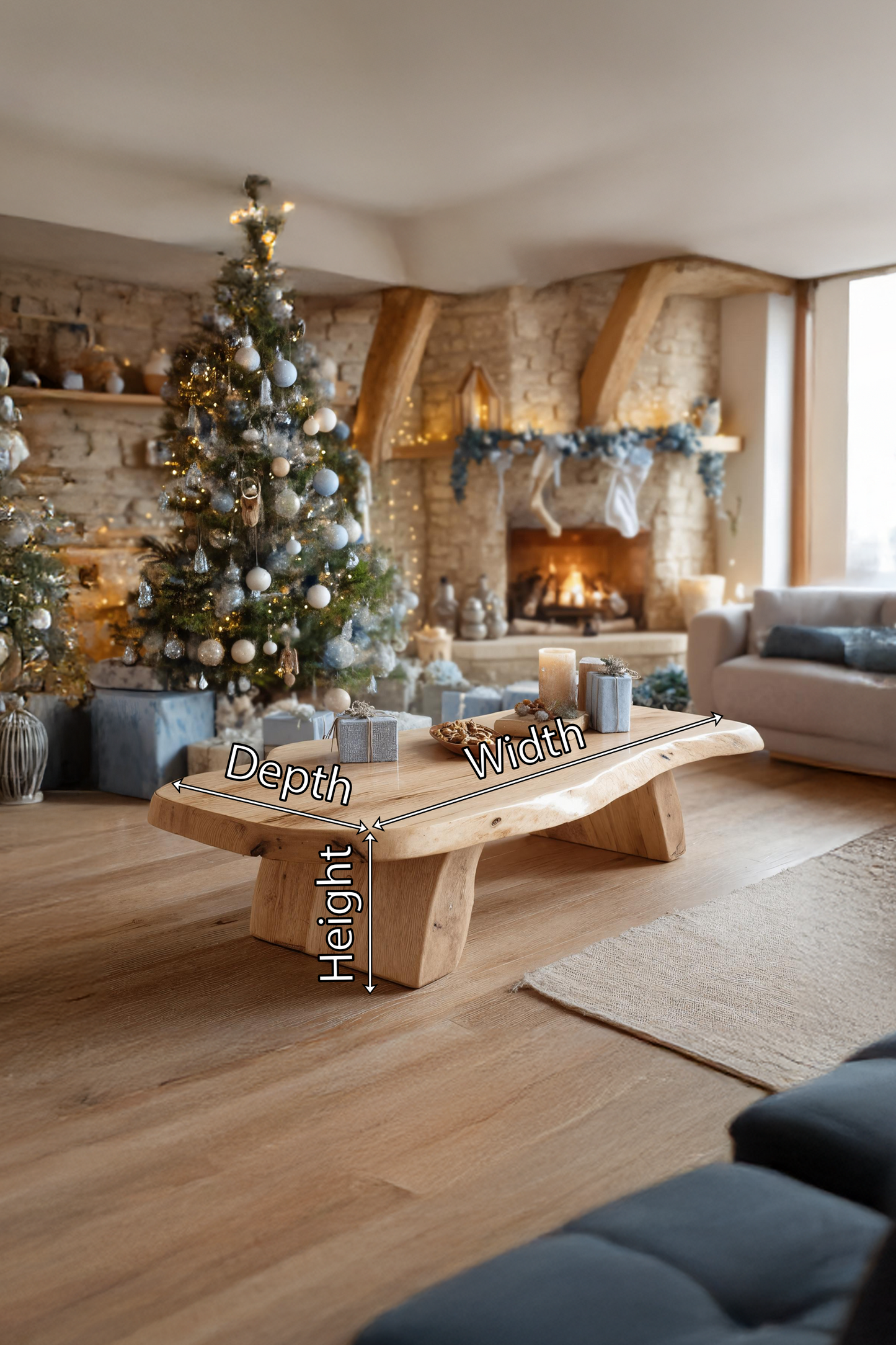 Handcrafted Modern Coffee Table Solid Wood For Christmas Living Room SILDTTRCCF029