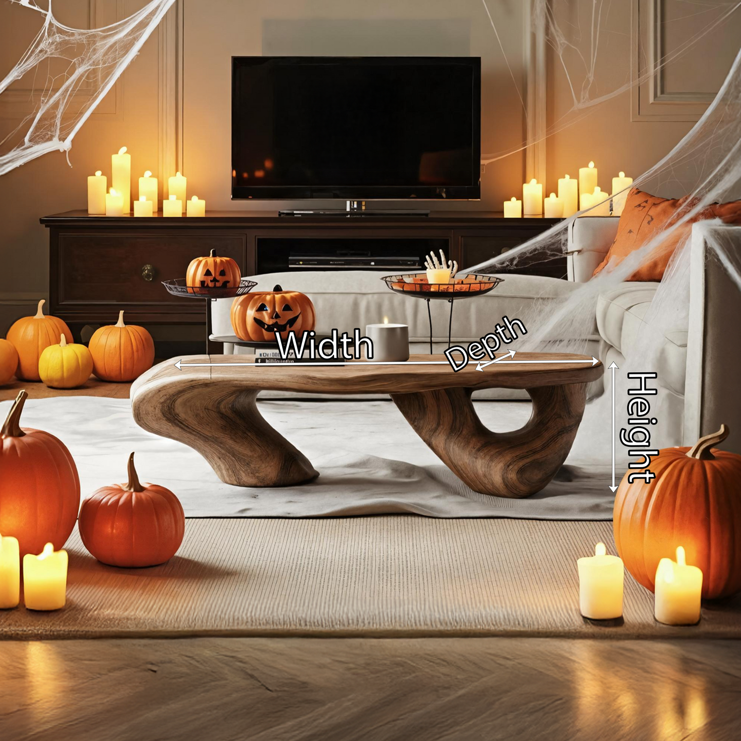 Farmhouse Solid Wood Coffee Table For Bedroom Decor Halloween Style SILDTTRHCF002