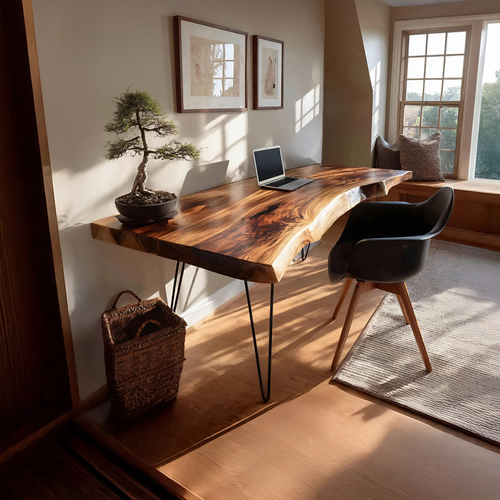 Farmhouse Handmade Live Edge Desk For Interior