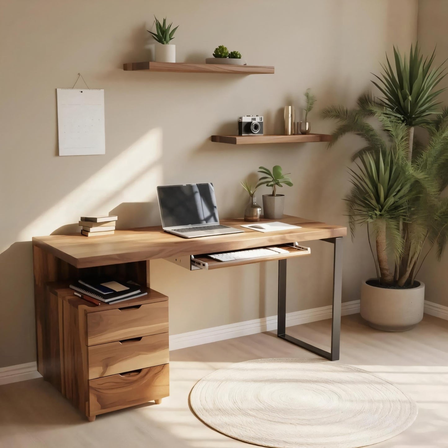Contemporary Desk with Drawer For Home Office Workspace