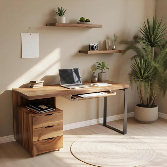 Contemporary Desk with Drawer For Home Office Workspace