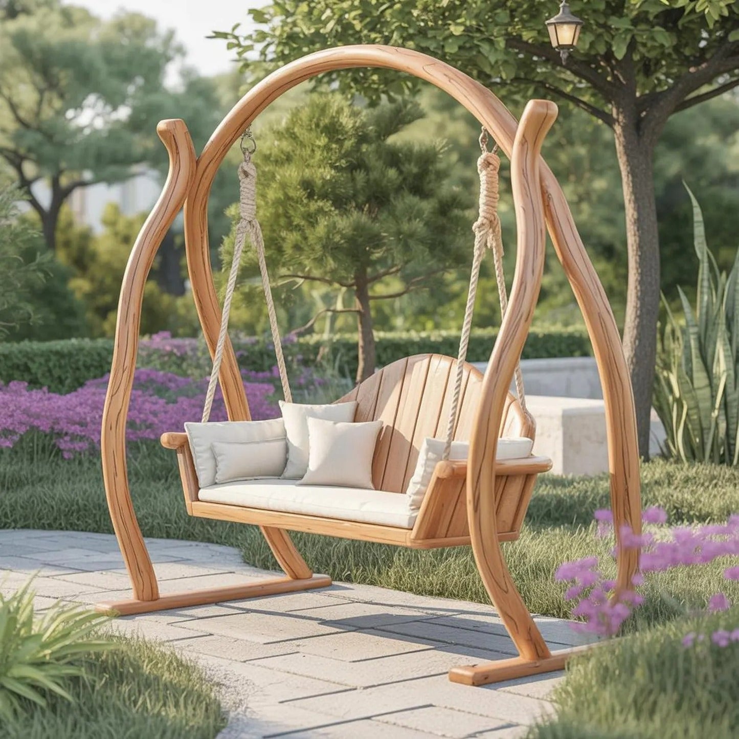 Curved Frame Garden Swing Bench For Outdoor Relaxation