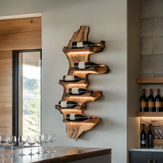 Farmhouse Live Edge Wine Holder For Entryway Furniture Decor