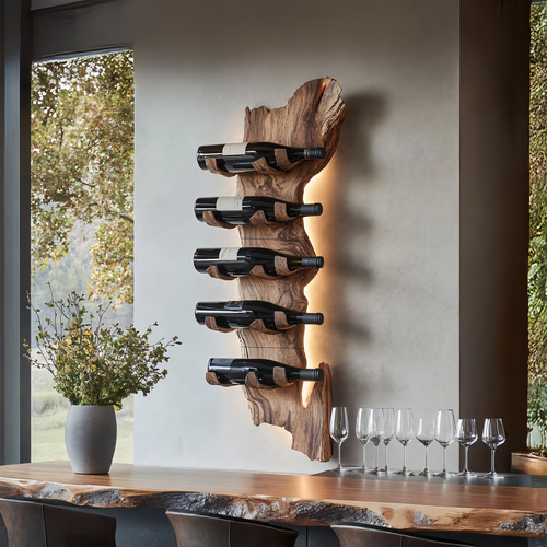 Farmhouse Solid Wood Wine Rack For Rustic Entryway Design