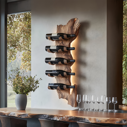 Farmhouse Solid Wood Wine Rack For Rustic Entryway Design
