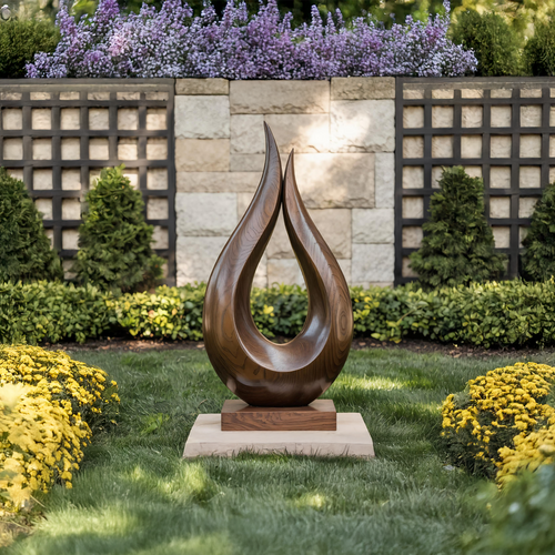 Handcrafted Solid Wood Abstract Decor Sculpture For Contemporary Interiors