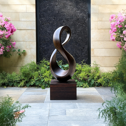 Farmhouse Large Wooden Sculpture For Living Room Accent