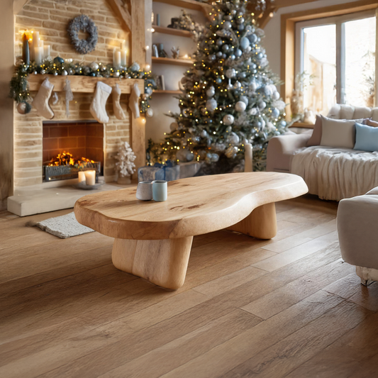 Farmhouse Solid Wood Live Edge Coffee Table For Christmas Decor Ideas SILDTTRCCF027