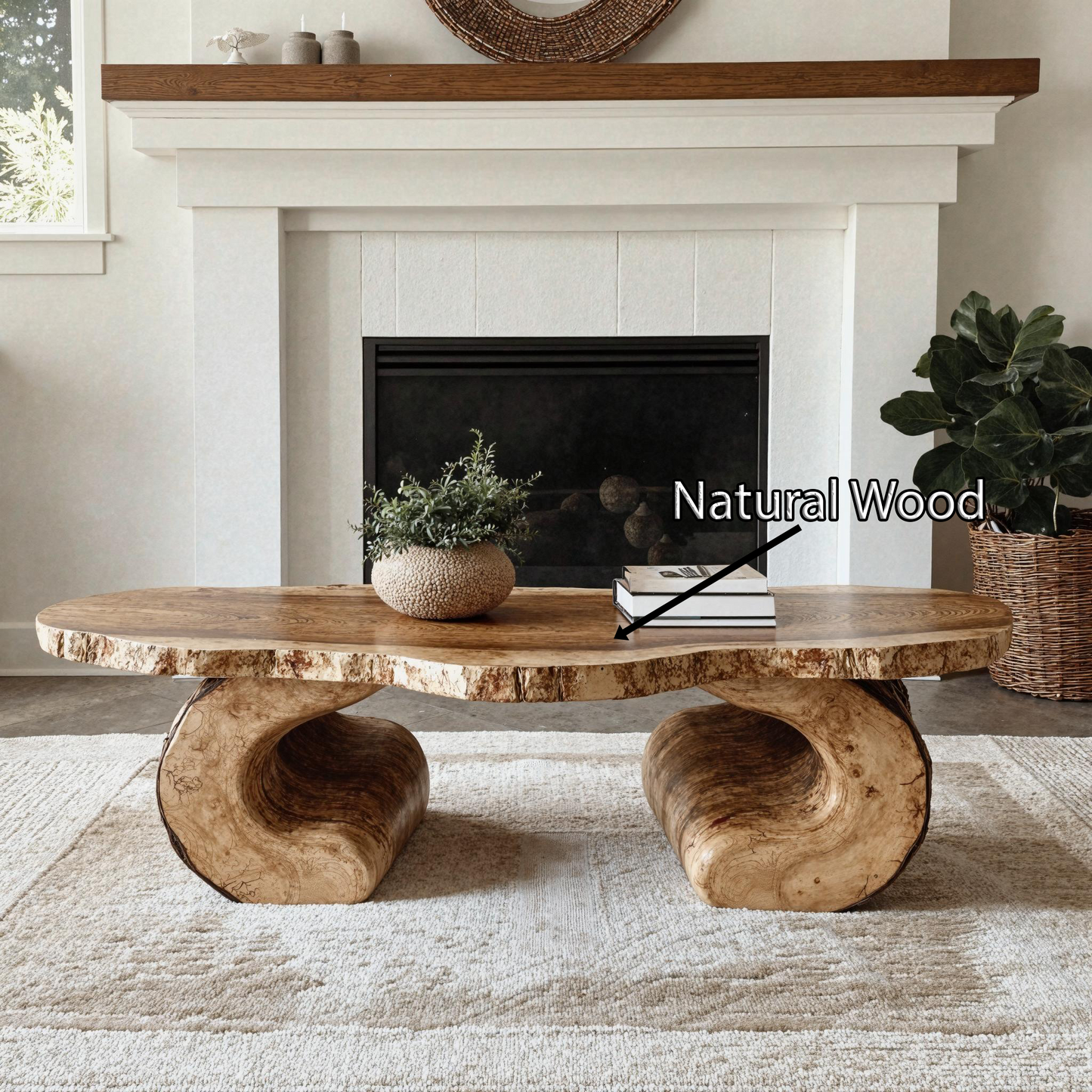 Handcrafted Rustic Wood Coffee Table Cozy Aesthetic SILDTCF104