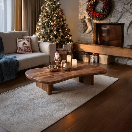 Farmhouse Solid Wood Coffee Table For Christmas Entryway Decor SILDTTRCCF001