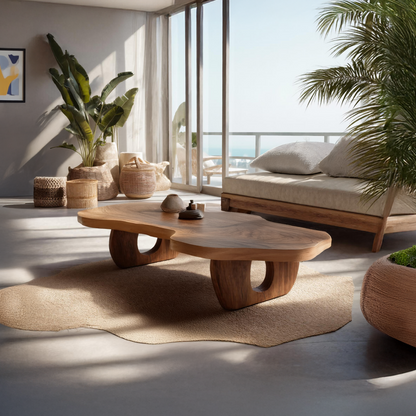 Handcrafted Rustic Wooden Live Edge Coffee Table For Decor SILDTTRCF038