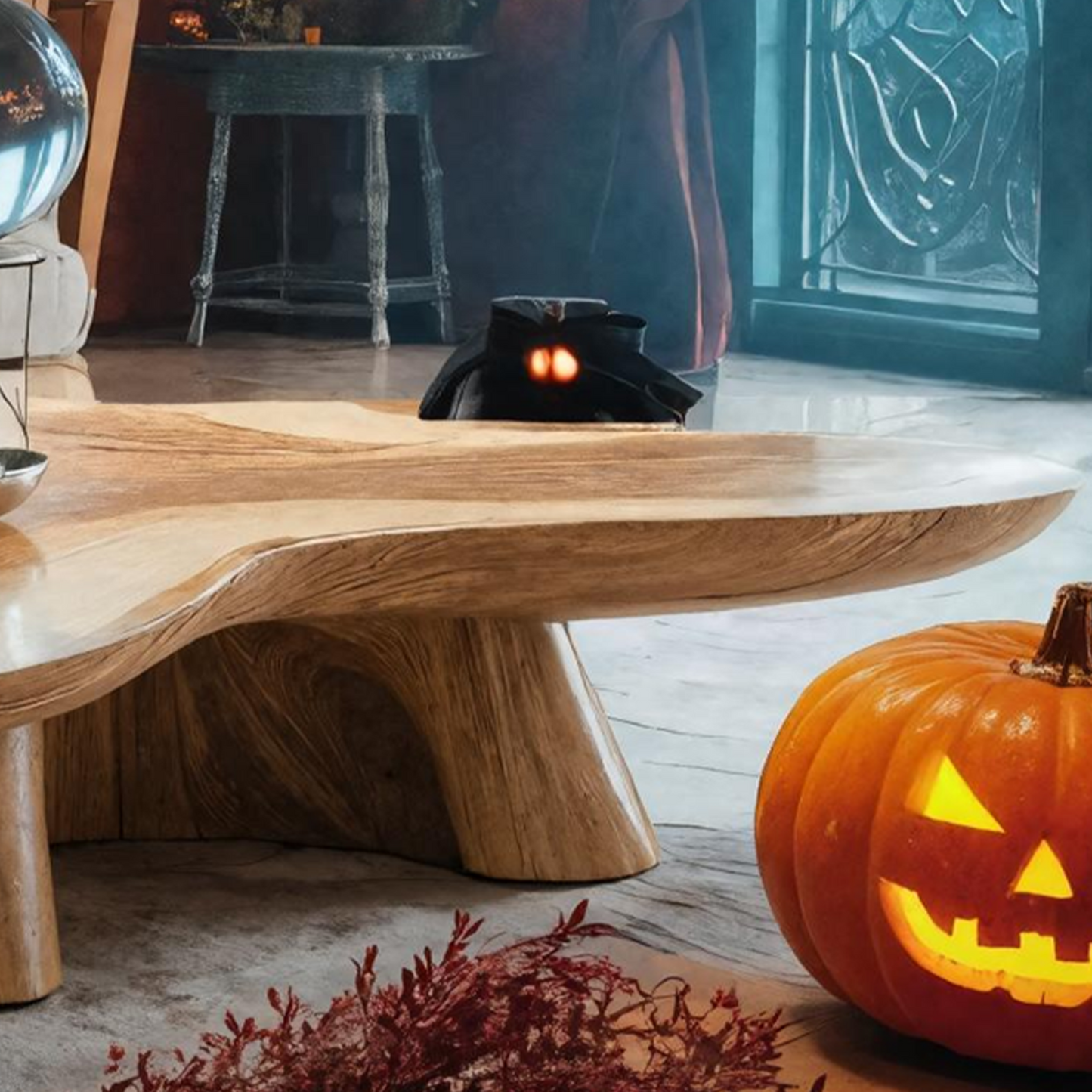Handcrafted Live Edge Coffee Table For Living Room Halloween Style SILDTTNHCF003