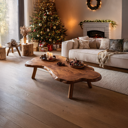 Farmhouse Wooden Live Edge Coffee Table For Holiday Home Style SILDTTRCCF006