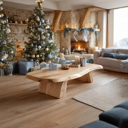 Handcrafted Modern Coffee Table Solid Wood For Christmas Living Room SILDTTRCCF029