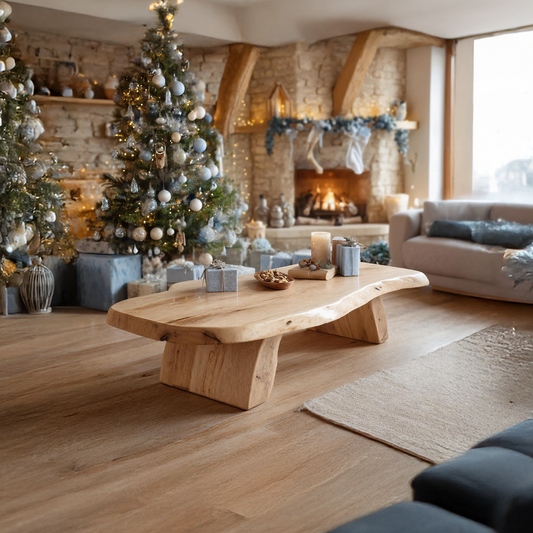 Handcrafted Modern Coffee Table Solid Wood For Christmas Living Room SILDTTRCCF029