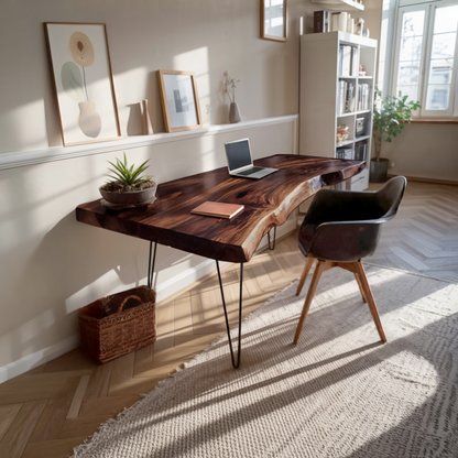 Farmhouse Handmade Live Edge Desk For Interior