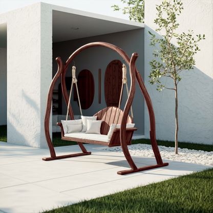 Curved Frame Garden Swing Bench For Outdoor Relaxation