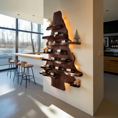 Farmhouse Live Edge Wine Holder For Living Room Wine Display
