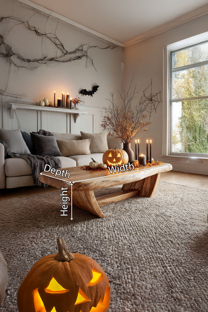 Handcrafted Solid Wood Coffee Table For Living Room Rustic Halloween SILDTTNHCF032