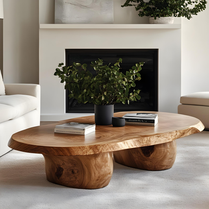 Handcrafted Natural Wood Coffee Table For Inviting Living Room SILDTCF132