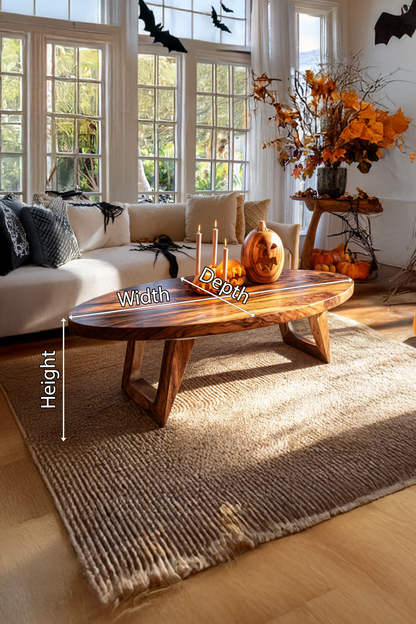 Farmhouse Wooden Live Edge Coffee Table For Furniture Decor Pumpkin SILDTTNHCF030