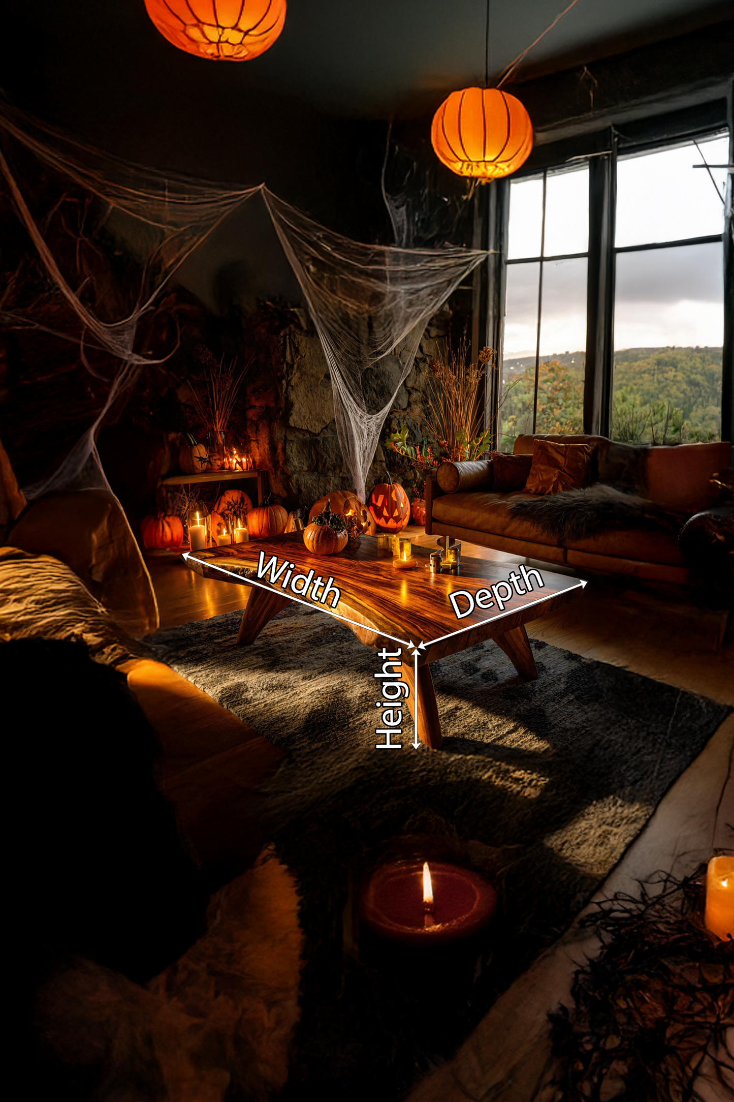 Farmhouse Solid Wood Coffee Table Furniture Decor Rustic Pumpkin Style SILDTTNHCF043