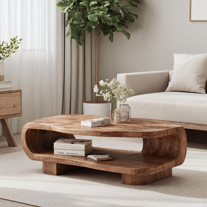 Farmhouse Wooden Coffee Table For Entryway Accent SILDTCF139