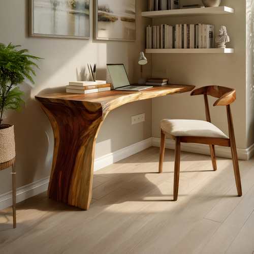 Handcrafted Live Edge Wood Desk For Home Studio Setup